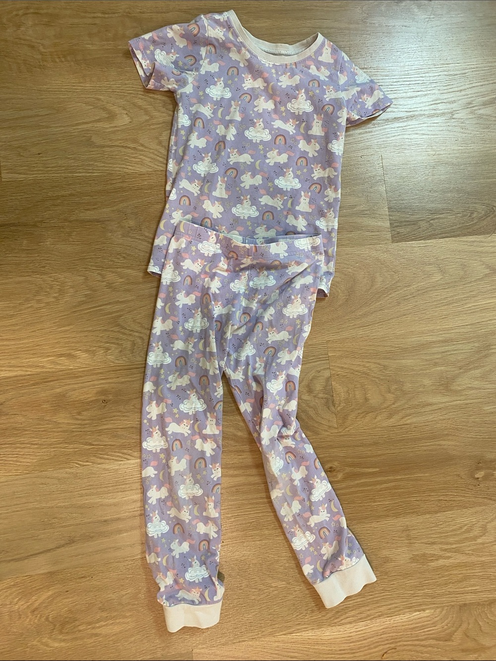 Girls' Lavender Unicorn & Rainbow Pajama Set - Brand:Norani Organic Cotton